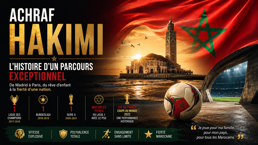 Achraf Hakimi : biographie complète, parcours, palmarès et histoire du défenseur marocain