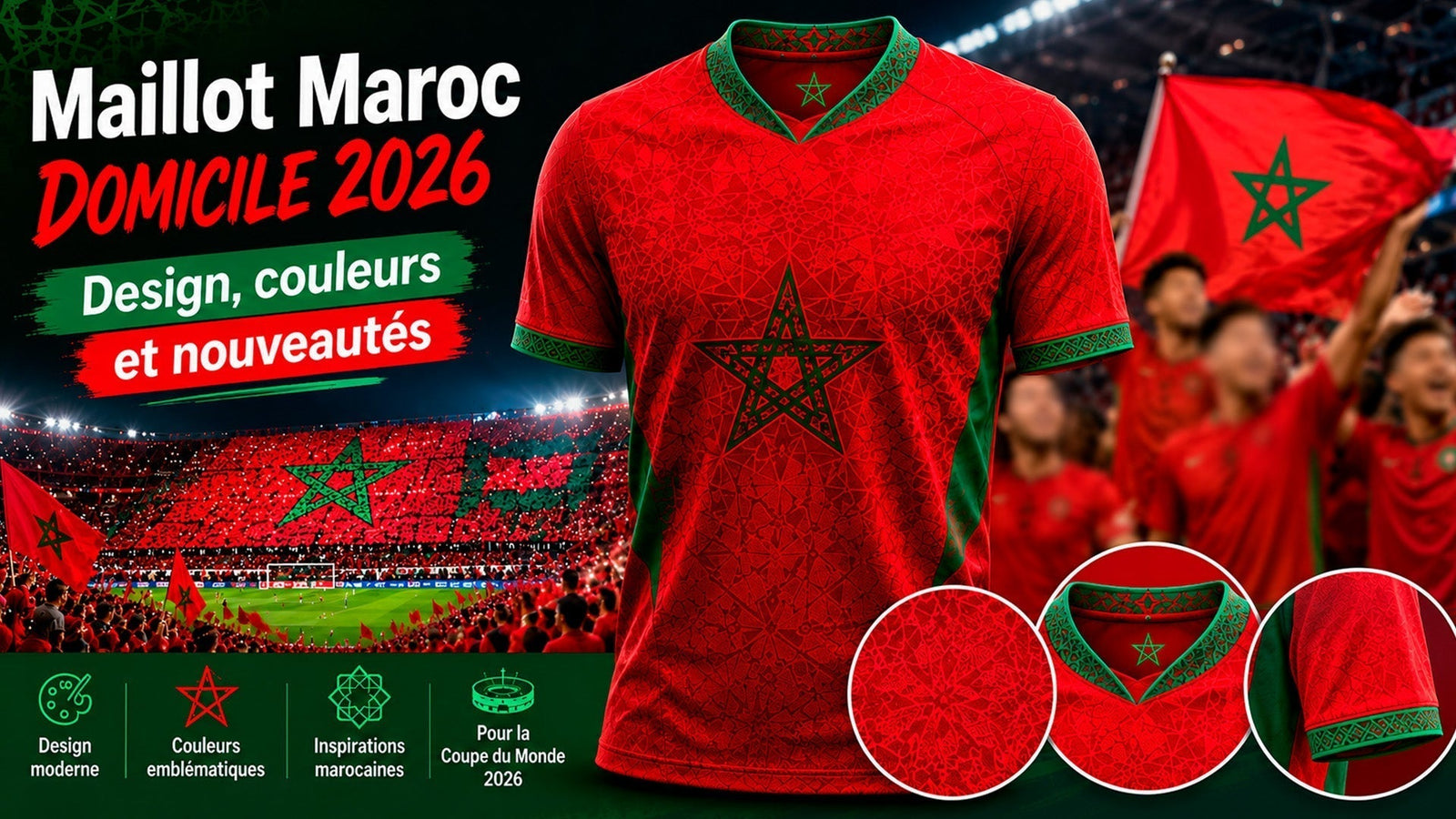 Maillot Maroc domicile 2026 : design, couleurs et nouveautés