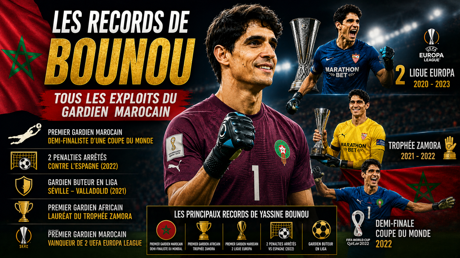 Les records de Bounou : tous les exploits du gardien marocain