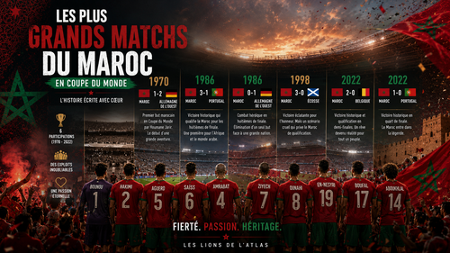 Les plus grands matchs du Maroc en Coupe du Monde : les rencontres qui ont marqué l’histoire