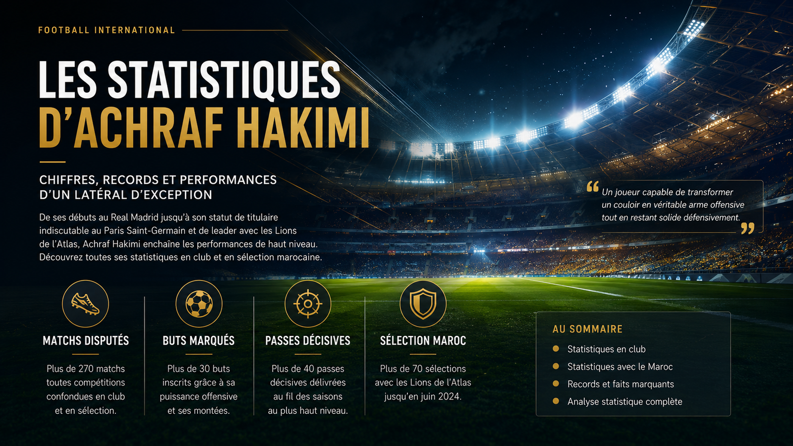 Les statistiques d'Achraf Hakimi : chiffres, records et performances du latéral marocain