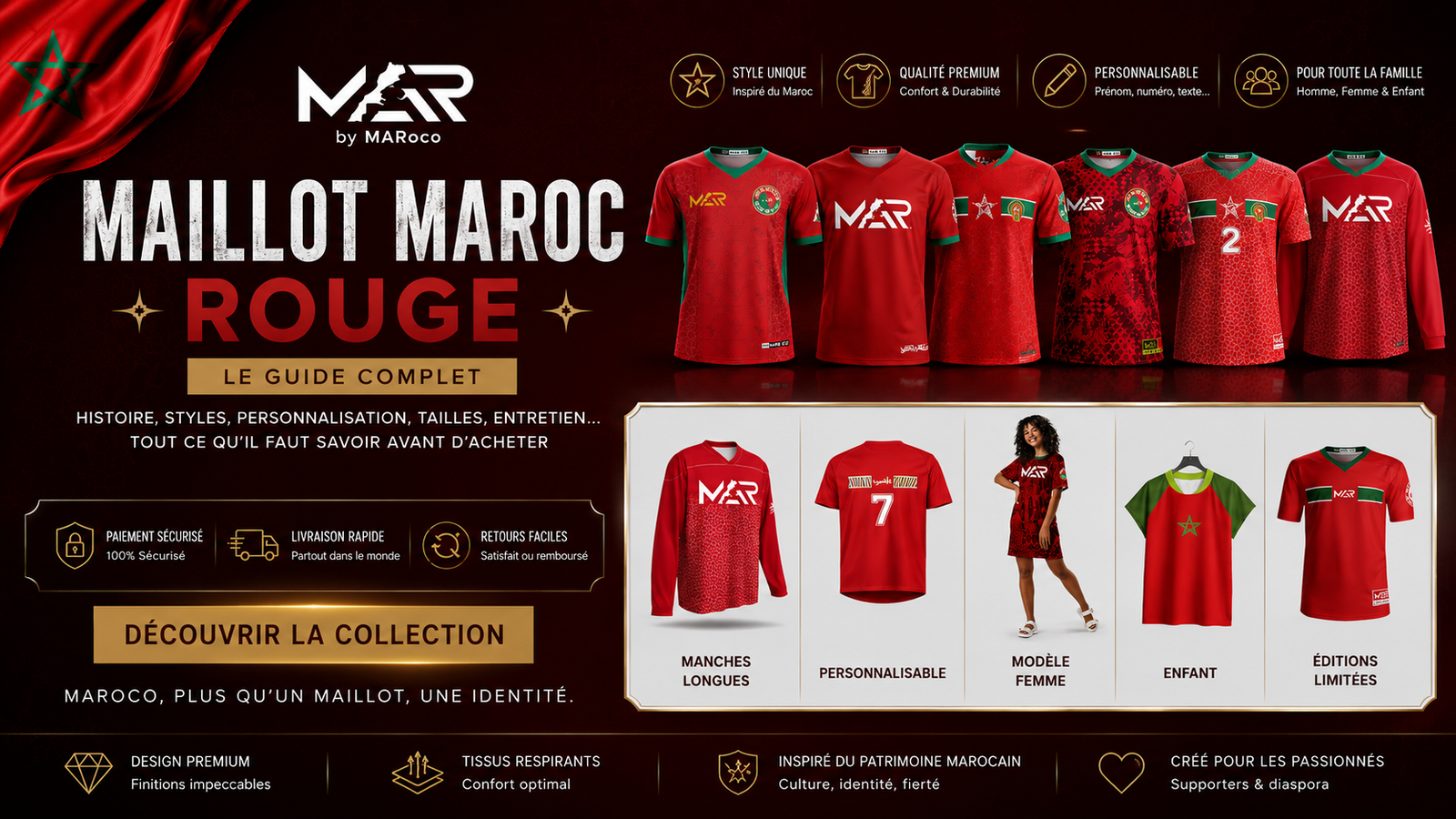 Maillot Maroc rouge : où l'acheter, modèles et conseils 2026