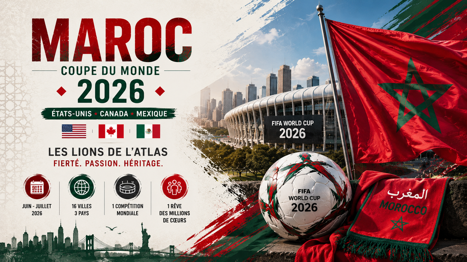 Le Maroc à la Coupe du Monde 2026 : parcours, qualification, calendrier et ambitions des Lions de l'Atlas