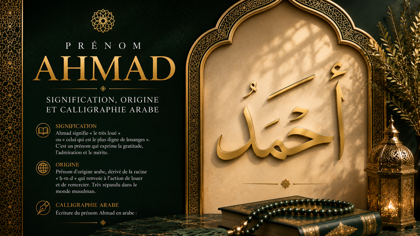 Prénom Ahmed : signification, origine et calligraphie arabe
