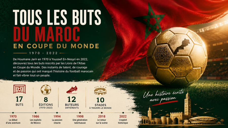 Tous les buts du Maroc en Coupe du Monde : l'histoire complète des Lions de l'Atlas (1970-2022)