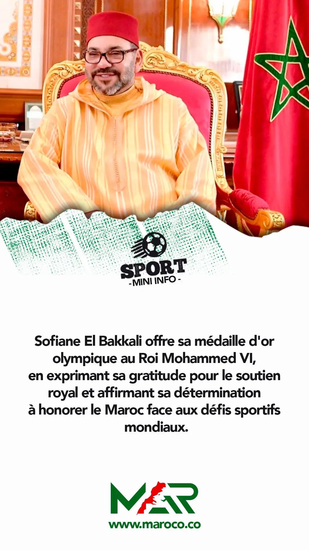 Sofiane El Bakkali dédie sa victoire olympique au Roi