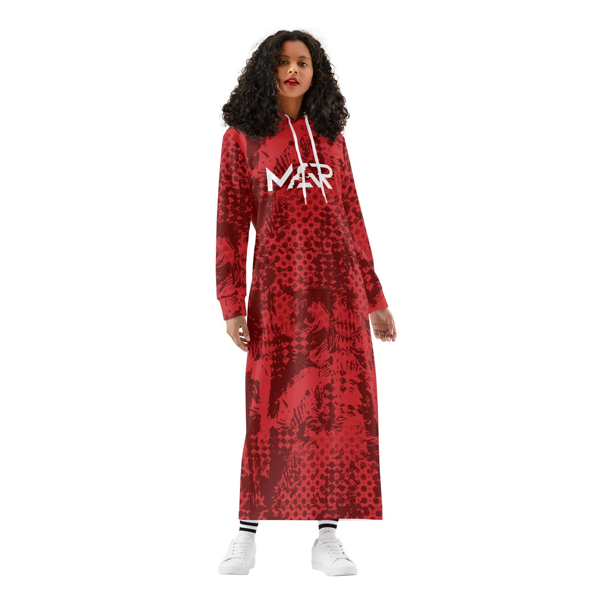 Robe longue MAR à capuche légère et décontractée Rouge