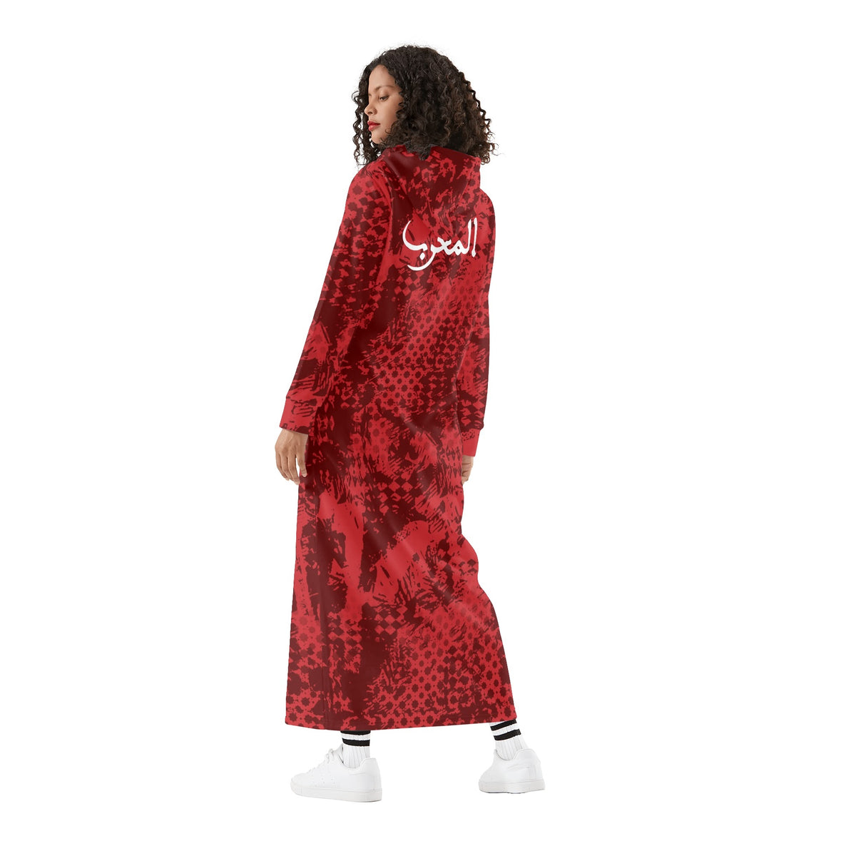 Robe longue MAR à capuche légère et décontractée Rouge