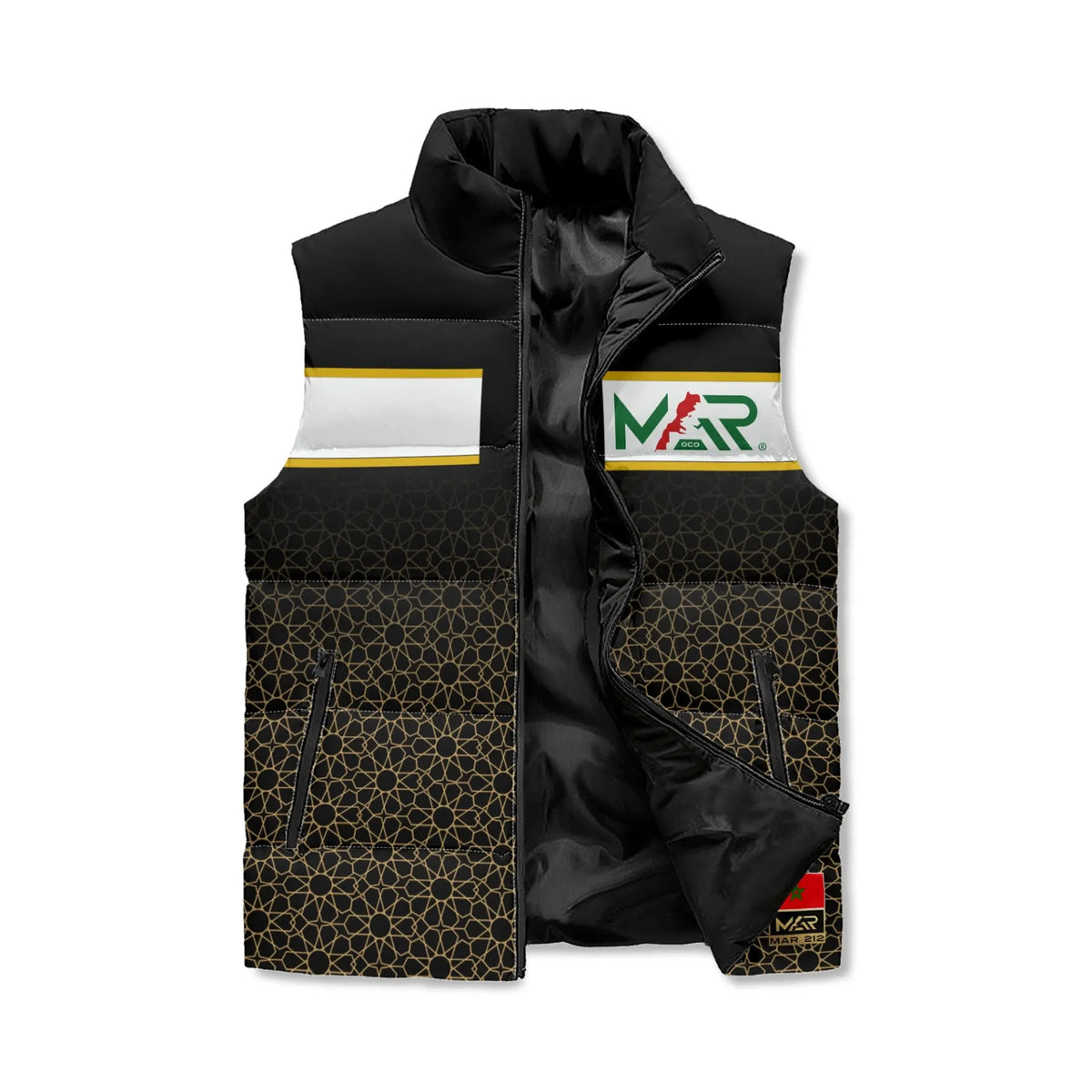 Veste polaire noir sans manches supporter Maroc