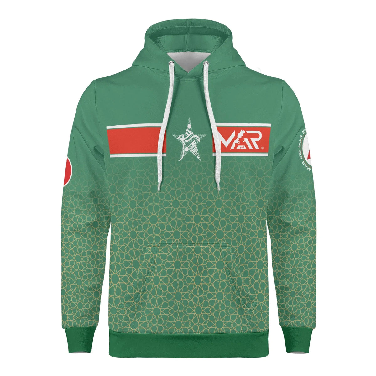Sweat à capuche Maillot Maroc Gold Vert Mosaïque TFTMOROCCO