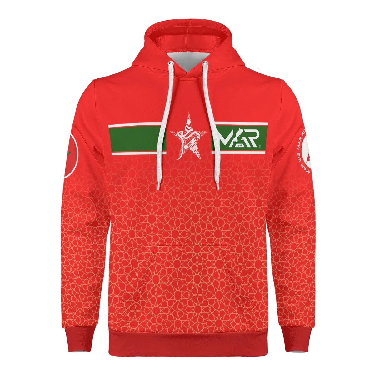Sweat à capuche Maillot Maroc Gold Rouge Mosaïque TFTMOROCCO