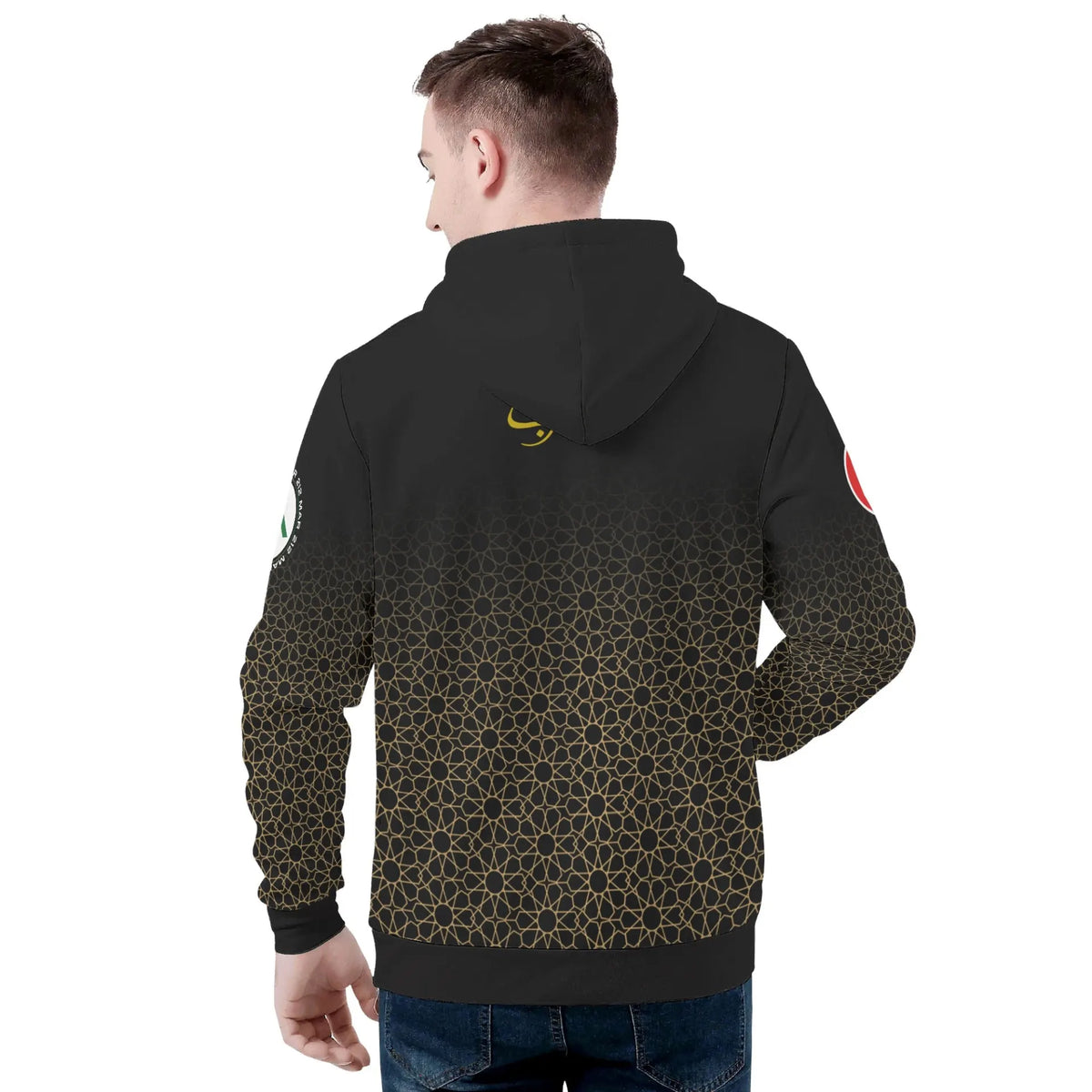 Sweat à capuche Maillot Maroc Gold Noir TFTMOROCCO