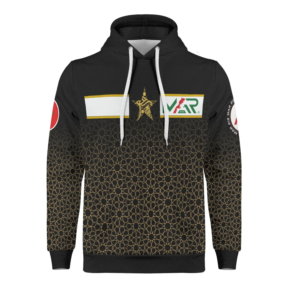 Sweat à capuche Maillot Maroc Gold Noir TFTMOROCCO