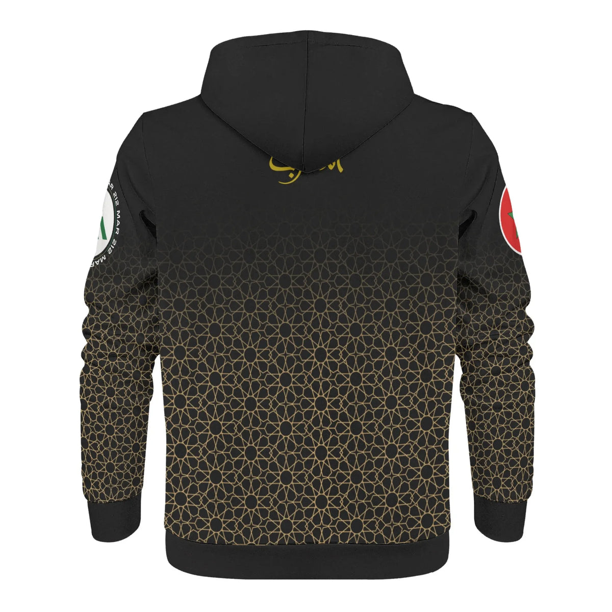Sweat à capuche Maillot Maroc Gold Noir TFTMOROCCO