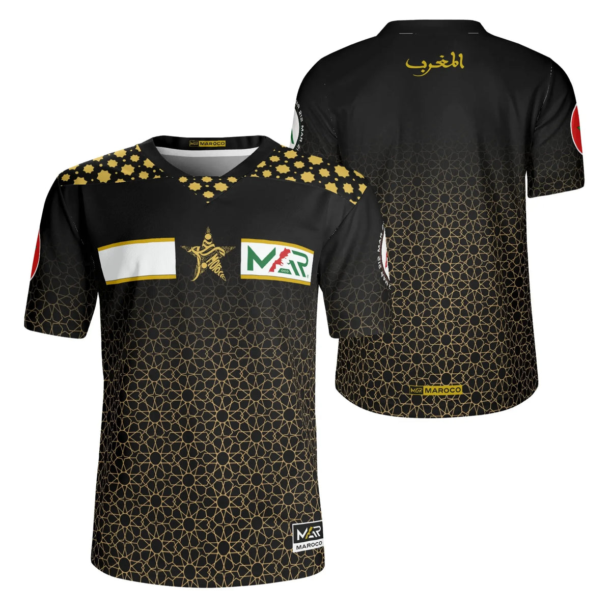 Maillot Maroc Noir CAN 23/24 Gold Collection Mosaïque By Maroco TFT MOROCCO