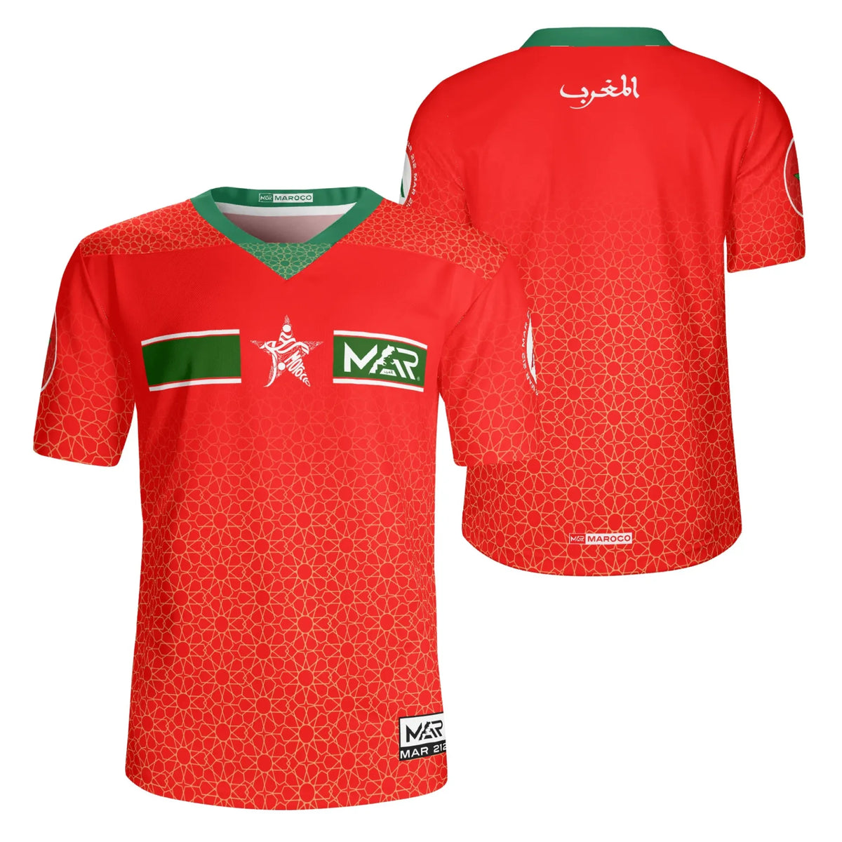 Maillot Maroc CAN 23/24 Rouge Gold Collection Mosaïque By Maroco TFT MOROCCO