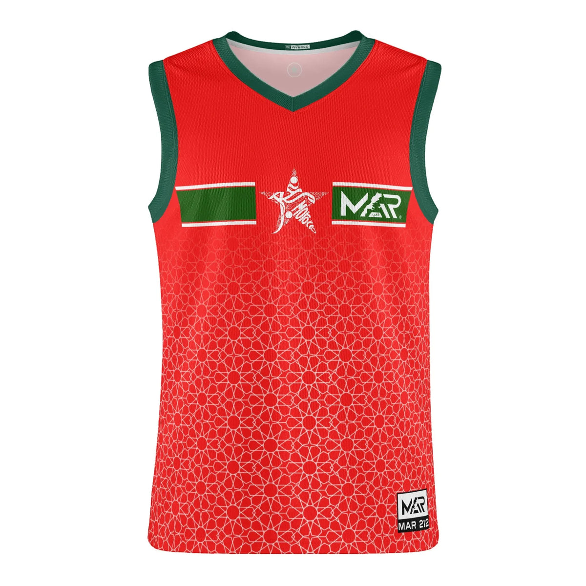 Débardeur Maillot Maroc Rouge Collection CAN 2024 Mosaïque By Maroco