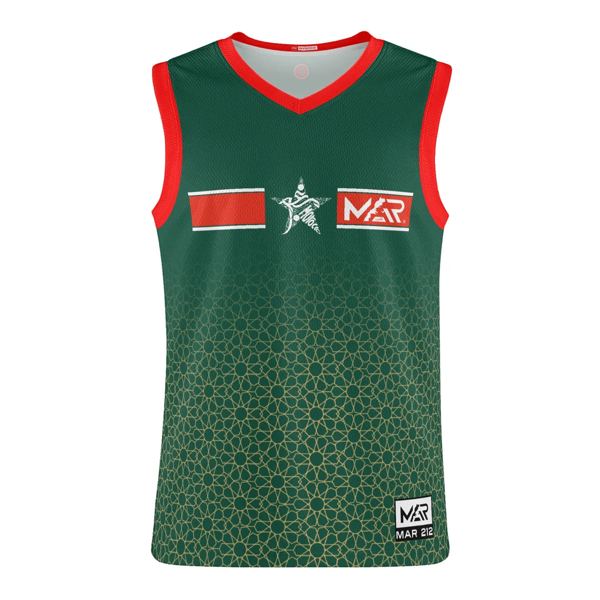 Débardeur Maillot Maroc Vert motif doré zellige Marocain collection CAN 2024
