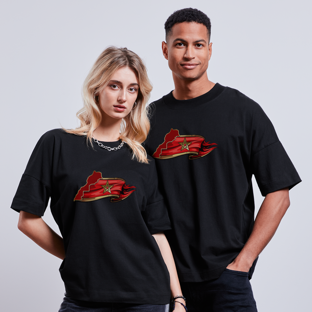 T-shirt Carte drapeau MAROC oversize Unisexe - noir