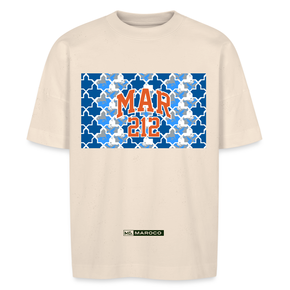 T-shirt MAR212 Zellige Bleu oversize Unisexe - blanc cassé