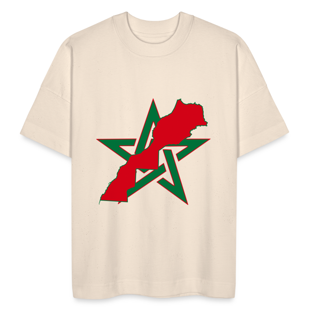 T-shirt Étile et carte Maroc oversize Unisexe - blanc cassé