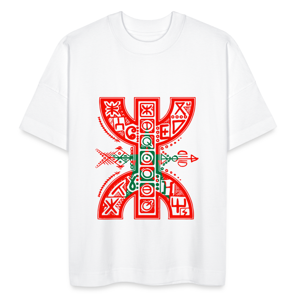 T-shirt oversize YAZ rouge Maroc Unisexe - blanc