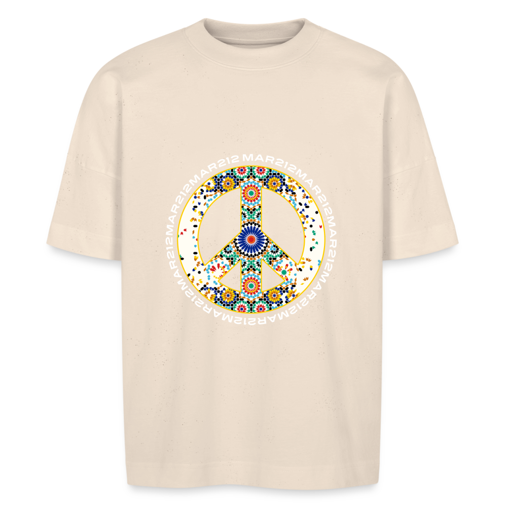 T-shirt MAR peace and love Zellige oversize Unisexe - blanc cassé