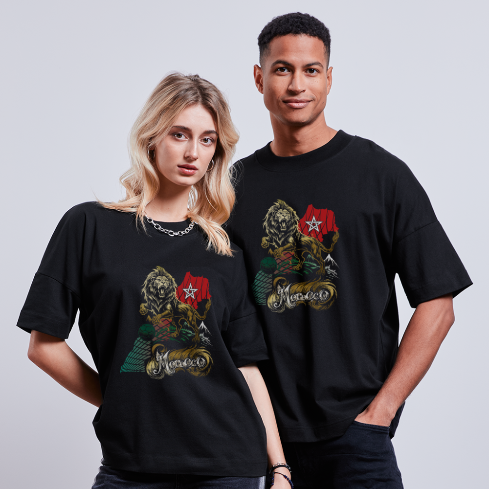 T-shirt Lion Morocco oversize Unisexe - noir