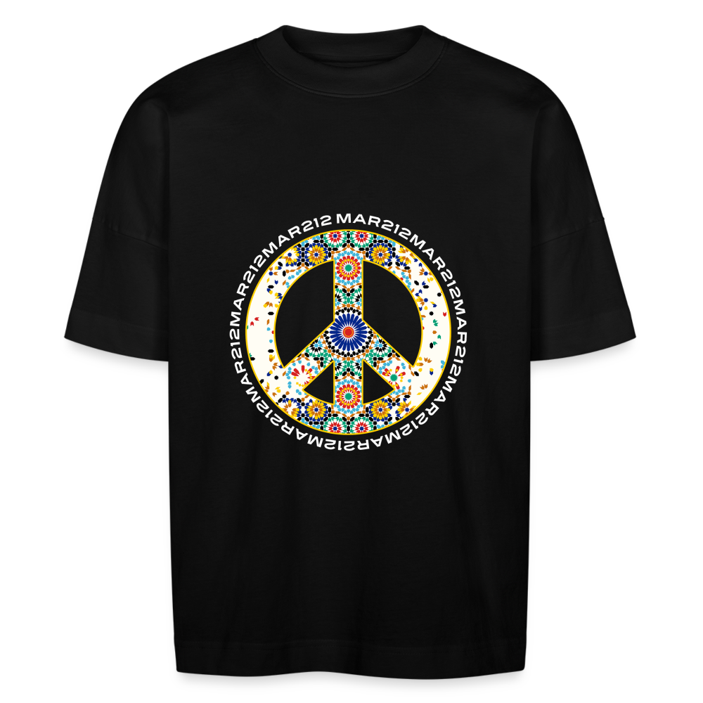 T-shirt MAR peace and love Zellige oversize Unisexe - noir
