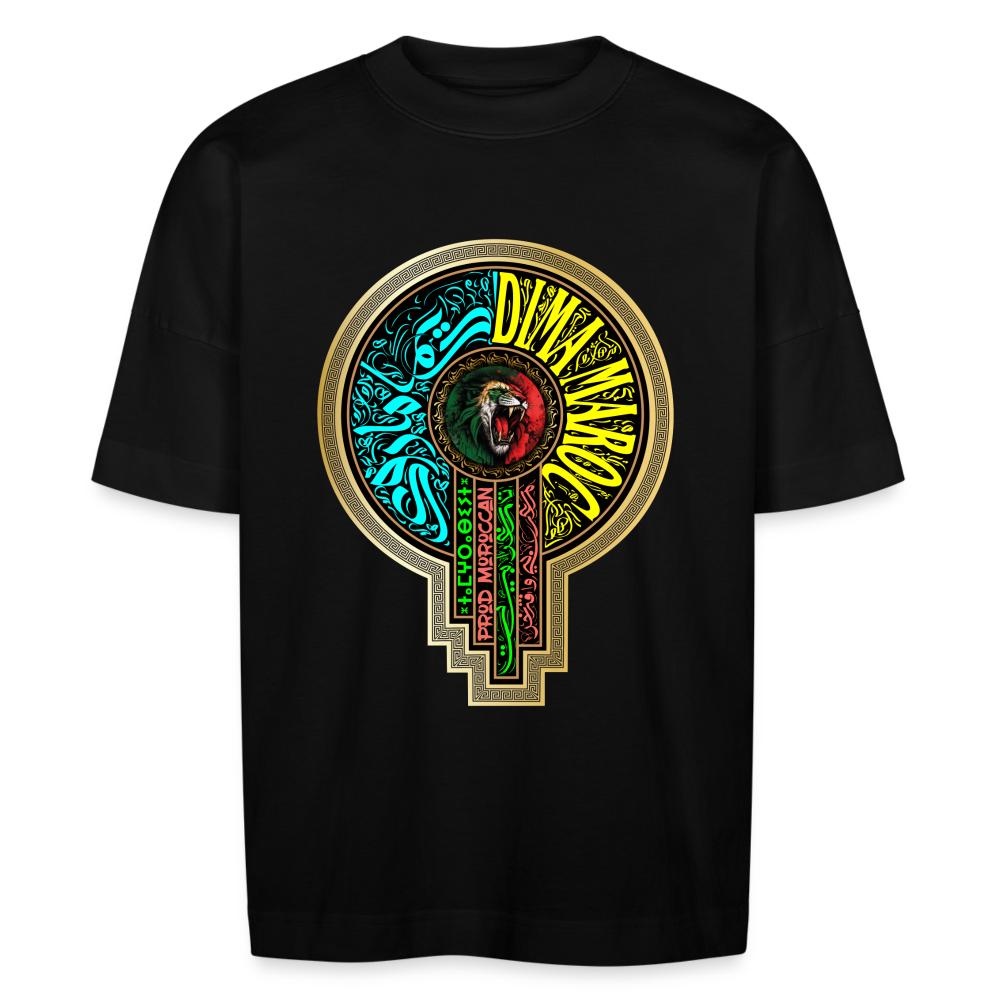 T-shirt MAR DIMA MAGHRIB blanc oversize Unisexe - noir