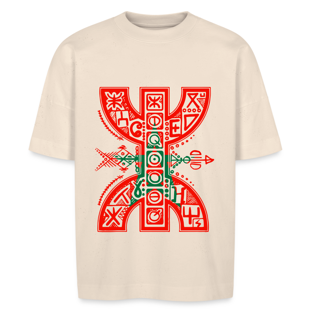 T-shirt oversize YAZ rouge Maroc Unisexe - blanc cassé