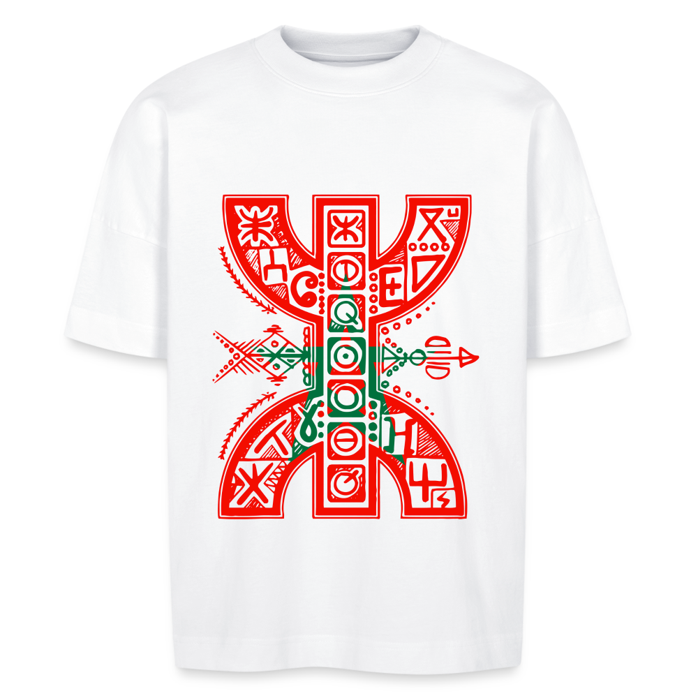 T-shirt oversize YAZ rouge Maroc Unisexe - blanc