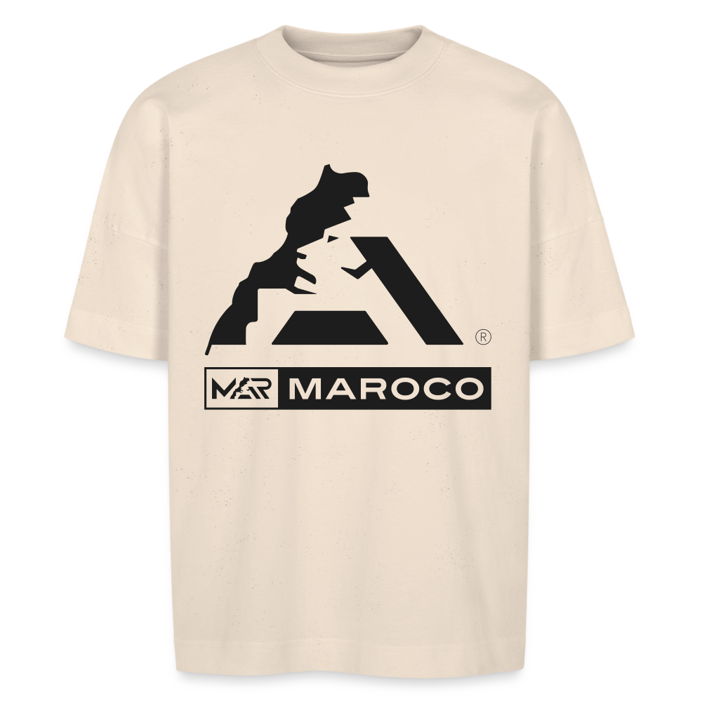 T-shirt Maroco Logo noir BLASTER oversize Unisexe bio - blanc cassé