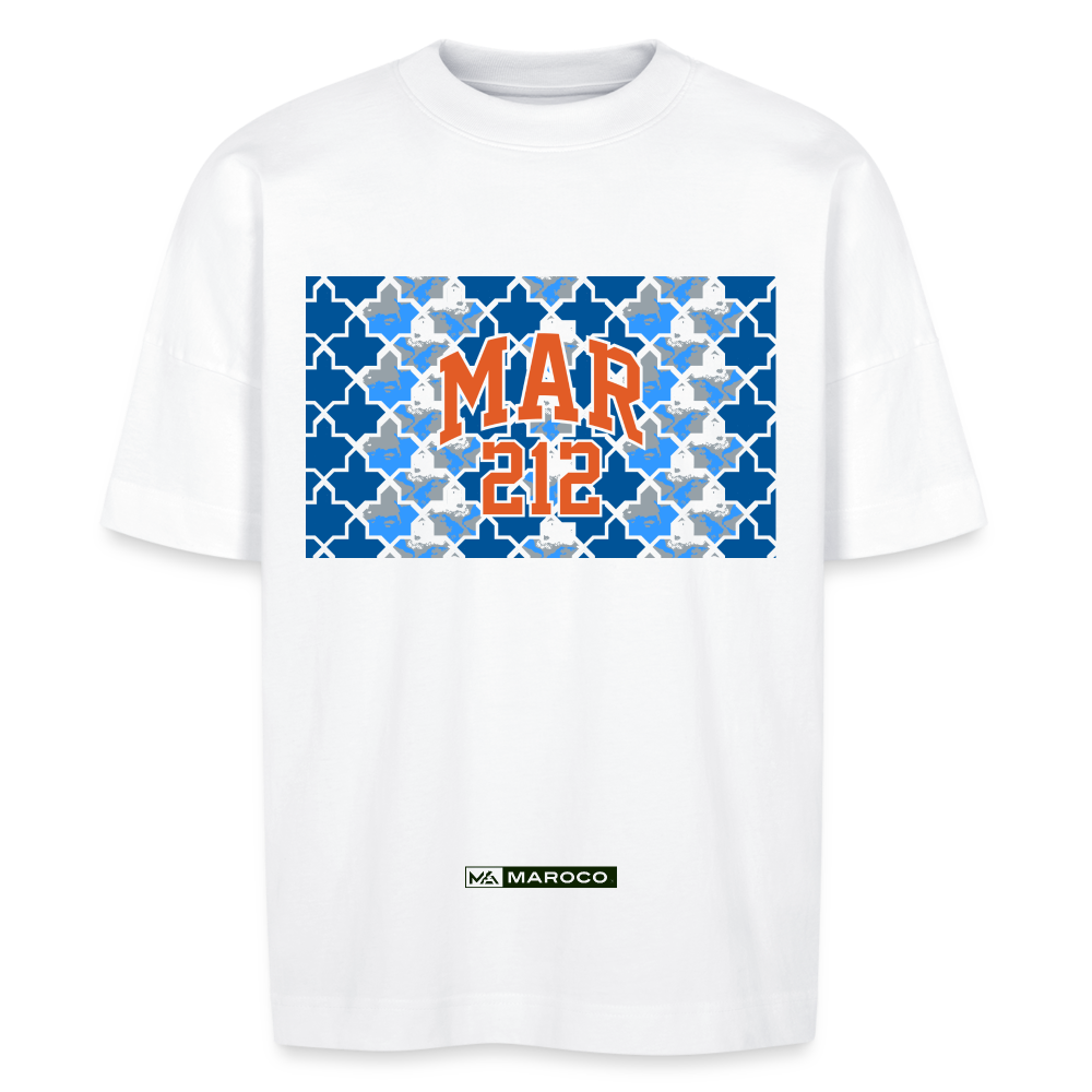 T-shirt MAR212 Zellige Bleu oversize Unisexe - blanc
