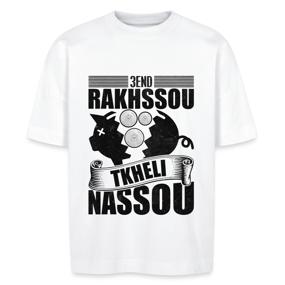 T-shirt 3and Rakhso tkhali Nasou oversize Unisexe - blanc