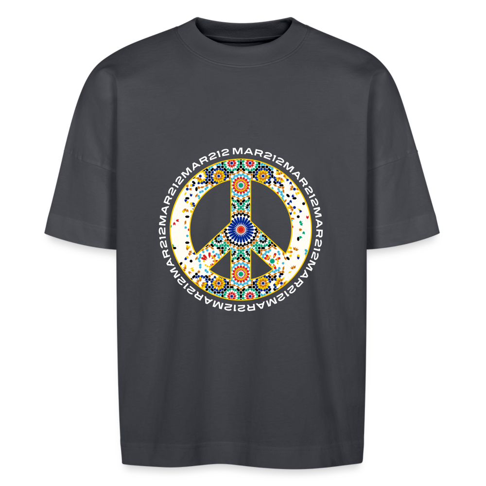 T-shirt MAR peace and love Zellige oversize Unisexe - bleu indigo