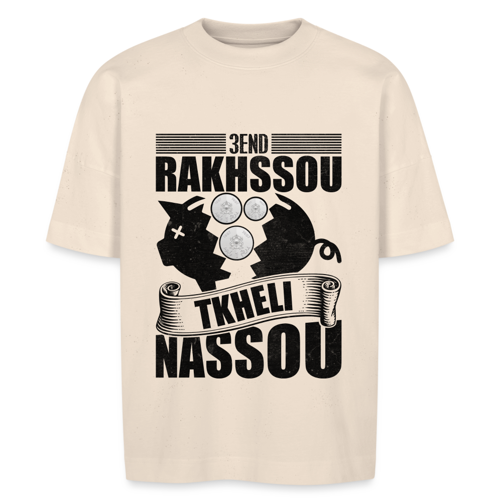 T-shirt 3and Rakhso tkhali Nasou oversize Unisexe - blanc cassé