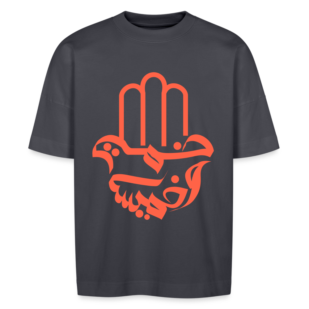 T-shirt Khmissa Calligraphie Arabe oversize Unisexe - bleu indigo