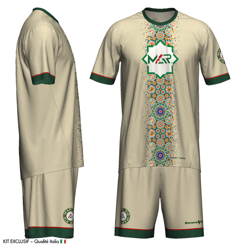 Ensemble Maillot Maroc Zellige Sport Qualité Italienne Unisexe