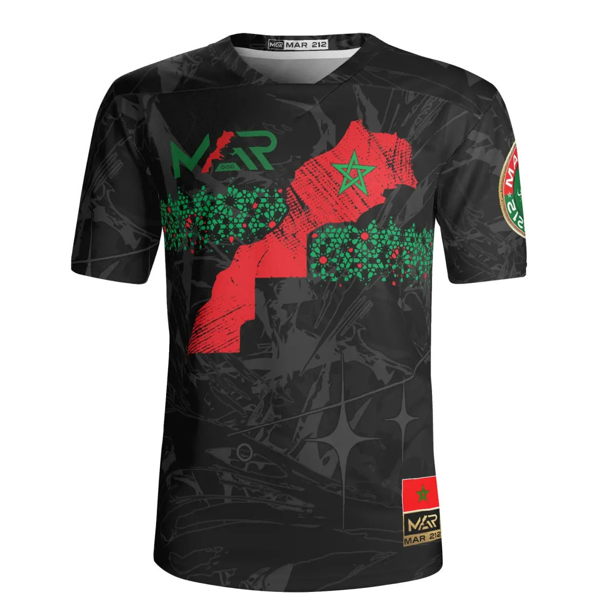 Maillot Maroc noir MAR Carte Géo