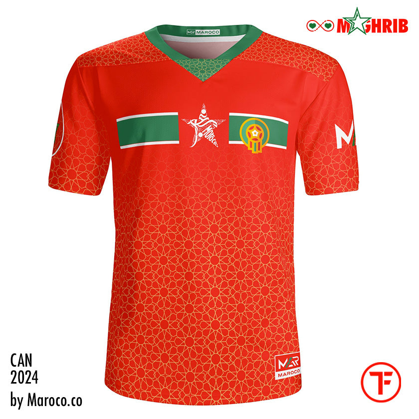 Maillot Maroc CAN 23/24 Rouge Gold Collection Mosaïque By