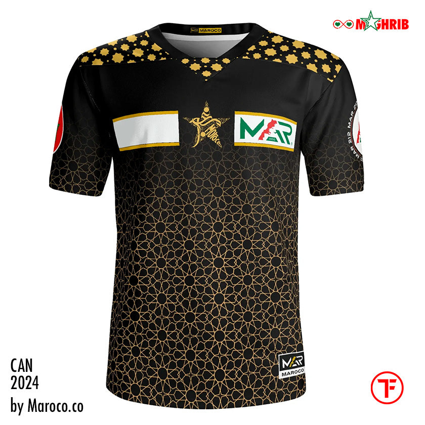 Maillot Maroc Noir CAN 23/24 Gold Collection Mosaïque By Maroco TFT MOROCCO