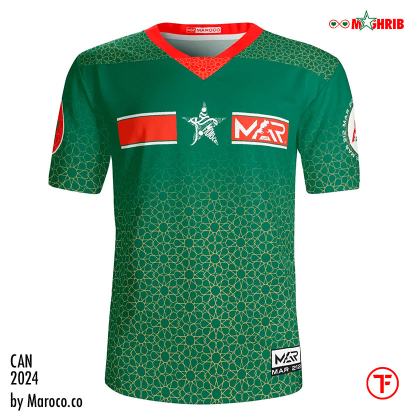 Maillot Maroc Vert CAN 23/24 Gold Collection Mosaïque By Maroco TFT MOROCCO