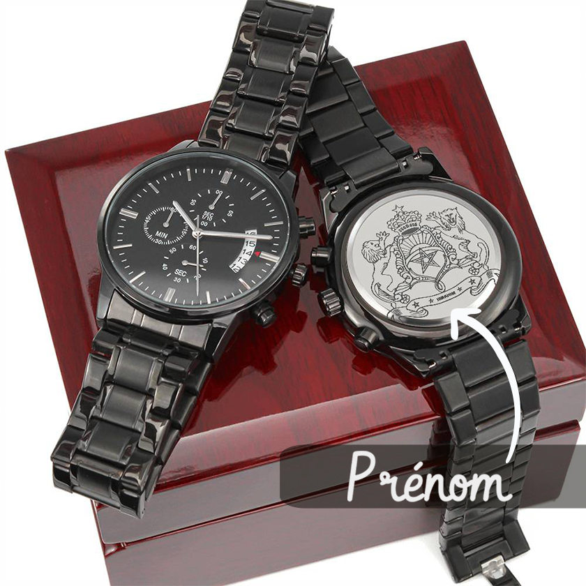 Montre personnalisé prénom à Gravure Secrète Emblème
