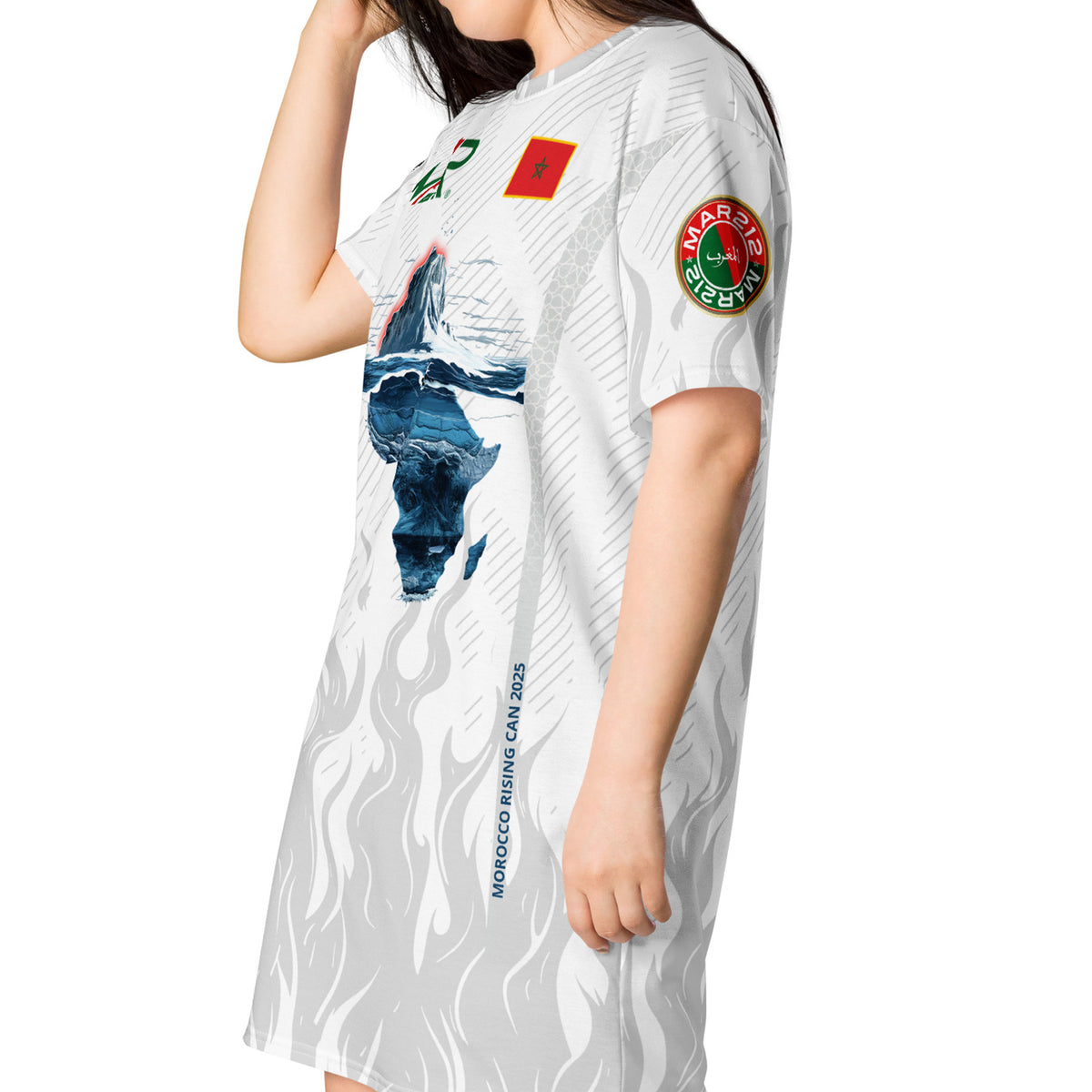 Robe T-shirt femme Morocco Rising CAN 2025 – Édition oversize