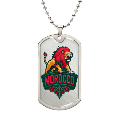 Collier plaque militaire de luxe Lion de l’Atlas