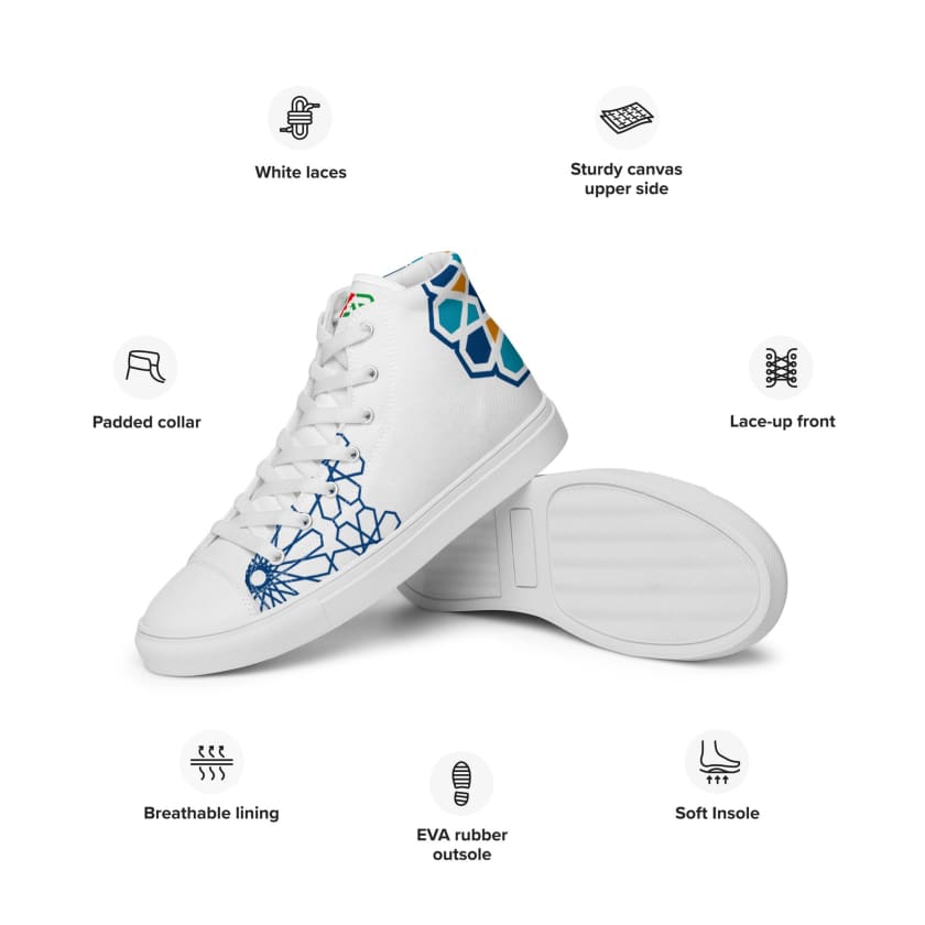 Baskets hautes en toile Motif Fousaifisa zellige marocain