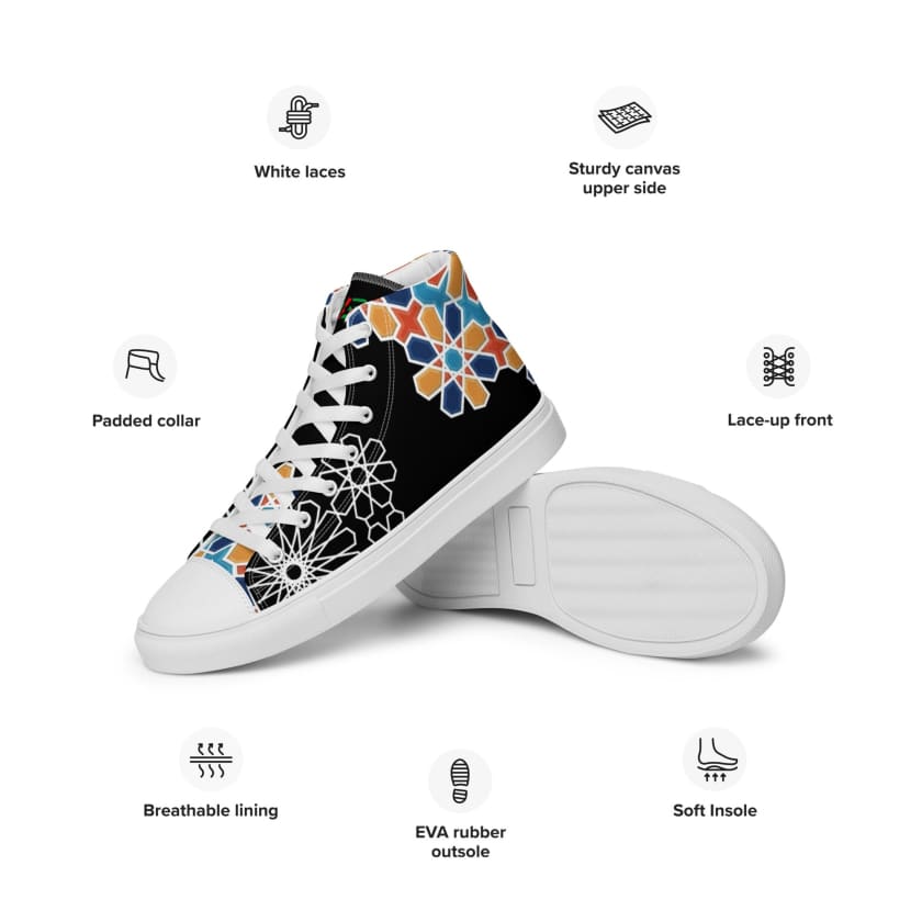 Baskets hautes en toile Motif zellige Marocain
