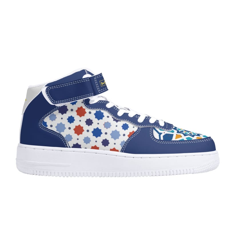 Baskets MAR montantes en cuir motif zellige Marocain pour