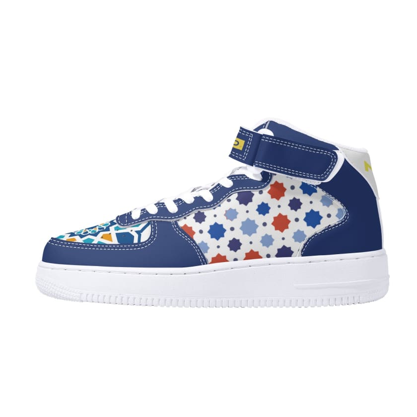 Baskets MAR montantes en cuir motif zellige Marocain pour